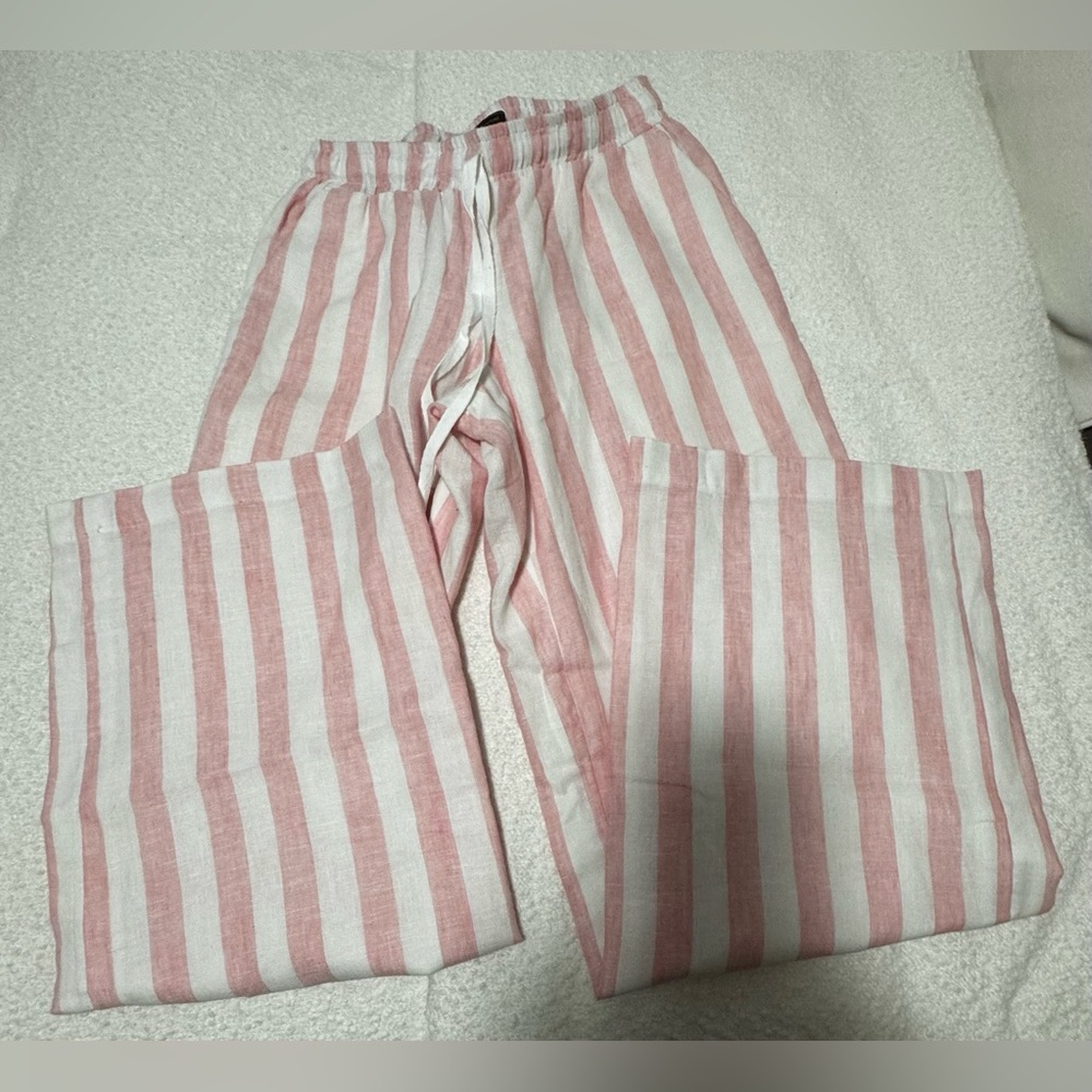 Yaly Couture | Striped Pink and White Linen Pants